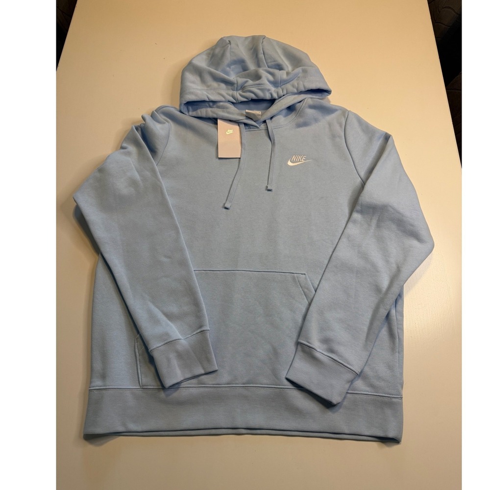 Nike Sportswear Club Fleece Womens Hoodie Light Blue DQ5793-441 L